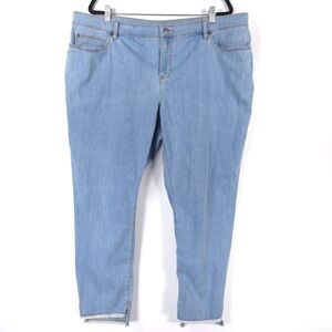 EILEEN FISHER WOMAN ORGANIC COTTON Step Raw Frayed Hem Tapered Jeans Size 18W